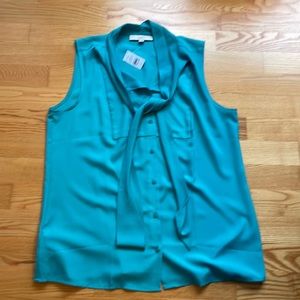 Loft teal tie neck top. Size L